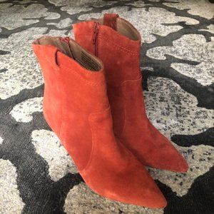 Kensie rust suede leather heeled bootie 6